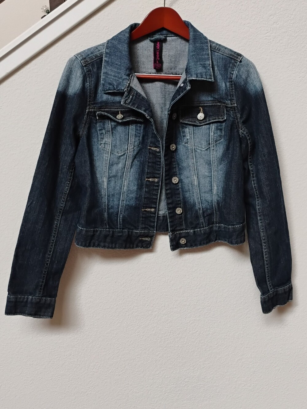 Almost Famous Distressed Dark Blue Denim Jacket